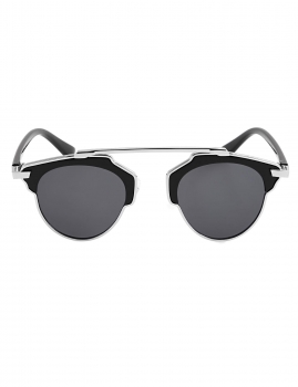 

Black Metal Frame Round Lens Sunglasses, Multicolor
