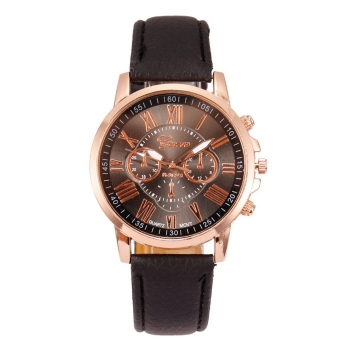 

Black Synthetic Leather Sport Wrist Stainless Steel Quartz Watch, Multicolor