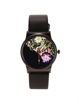 

Quartz Watches Half Flower Print Case Synthetic Leather Strap WristWatch, Multicolor