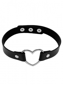 

Black Women Leather Heart Wide Choker Necklace, Multicolor