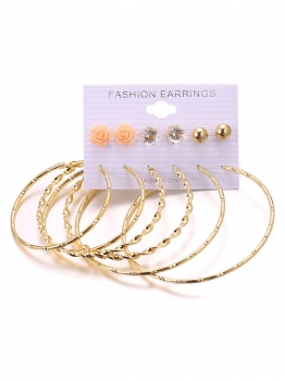 

Alloy Rhinestone Jewelry Set Gold Earring Ear Stud