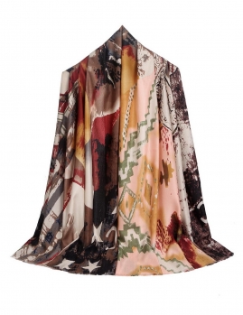 

Khaki New Women Fashion Retro Style Large Square Imitation Cashmere Hair Scarf, Multicolor