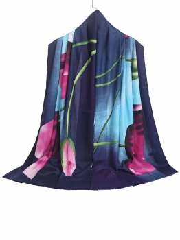 

Navy blue Women Lady Fashion Soft Tulip Printing Wrap Shawl Long Scarf, Multicolor