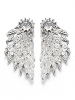 

Silver Women Fashion Rhinestone Wing Ear Stud Earrings, Multicolor