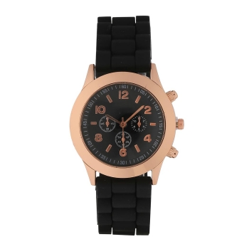 

Black Women Silicone Watches Analog Round Dial Casual Quartz Wrist Watch, Multicolor