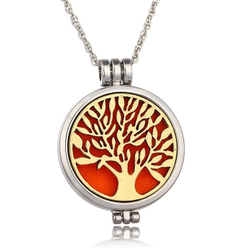 

Aromatherapy Necklace Tree of Locket Pendant Oils Essential Perfume Diffuser with 7 Felt Pads, Multicolor