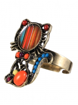

Multi New Women Fashion Casual Adjustable Small Cat Shape Jewelry Ring, Multicolor