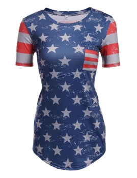 

Vintage American Flag Printed Short Sleeve T-Shirt, Multicolor