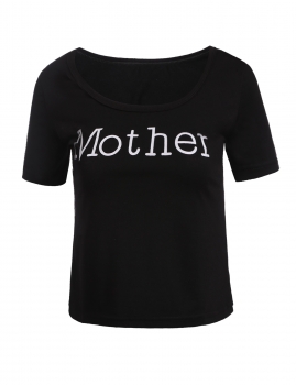 

Mother Letter Printed O-Neck Short Sleeve T-Shirt, Multicolor