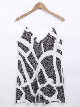 

Print Sleeveless Spaghetti Strap Slip Mini Dress, Multicolor