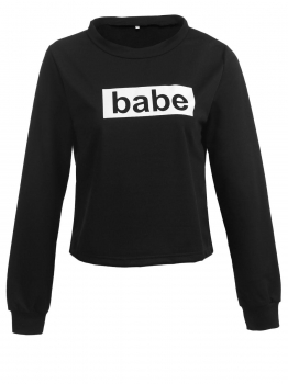 

Women Casual Round Neck Long Sleeve Letter Print Sweats Pullover Sweatshirt, Multicolor