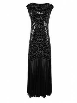 

1920s Style Flapper Sleeveless Patchwork Sequined Beading Dresses, Multicolor