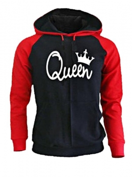 

Black 1 Women Men Casual Long Sleeve Letter Print Contrast Color Patchwork Pullover Hoodie, Multicolor