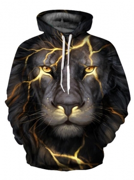 

Women Men Unisex Casual Loose Long Sleeve Lion 3D Digital Printing Pullover Hoodie, Multicolor