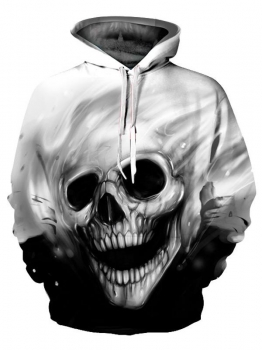 

Women Men Unisex Casual Loose Long Sleeve Skull 3D Digital Printing Pullover Hoodie, Multicolor