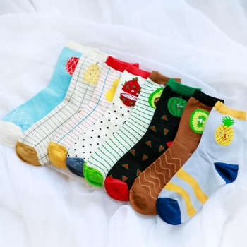

Cute Women Girls Casual Fruit Striped Dot Print Mid Ankle Socks 1 Pair, 011