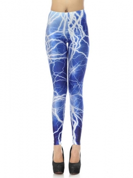 

Women Casual Lightning Printing Stretchy Skinny Full Length Leggings, Multicolor
