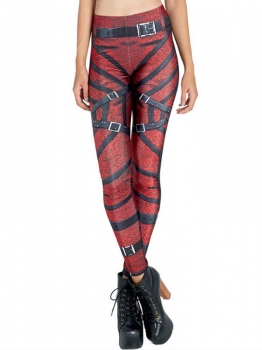 

Women Casual Belt Printing Stretchy Skinny Full Length Leggings, Multicolor