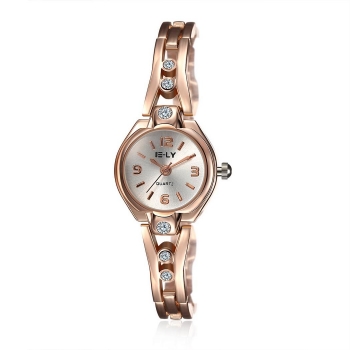 

Women Casual Rhinestone Round Quartz Watch Wristwatch, Rose gold