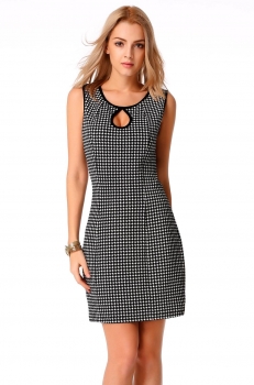 

Black Stylish Lady Women Sleeveless Sundress Plaid Bodycon Package Hip Casual Party Going Out Dresses, Multicolor