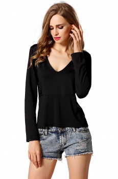 

Black Stylish Lady Women Sexy Deep V-Neck Back Hollow Lace Decor Slim Casual & Blouses Tank Tops T-Shirts, Multicolor
