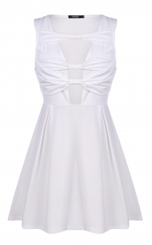 

Finejo White Stylish Ladies Women O-neck Sleeveless Evening Party Mini Solid Sexy Going Out Dresses, Multicolor