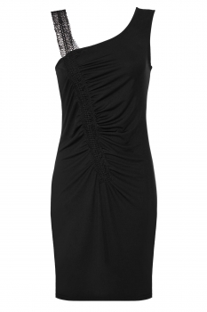 

Black Meaneor Women Sexy Stylish Lace Strap Irregular Neck Sleeveless Cocktail Party Dresses, Multicolor