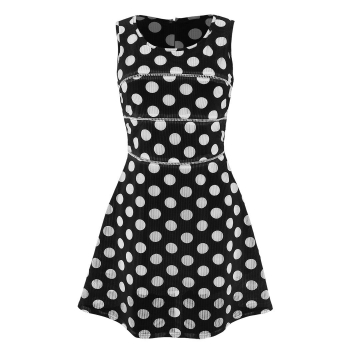 

ANGVNS Black Ladies Women Sweet Sleeveless Sundress Dot Hollow Party Slim A-line Casual Dresses, Multicolor