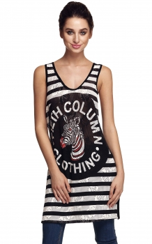 

Black New Stylish Ladies Women Long Sleeve Round Neck Zebra Printing Tops Vests Casual Dresses, Multicolor