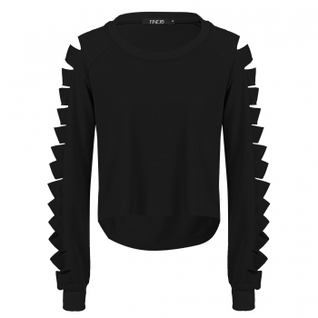 

Black Long Sleeve Irregular Solid Leisure Sexy Sweatshirt, Multicolor