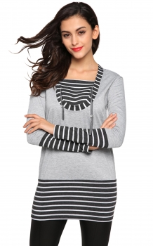 

Zeagoo Gray Women's Long Sleeve Cotton Hooded Hoodies Sweaters & Cardigans, Multicolor