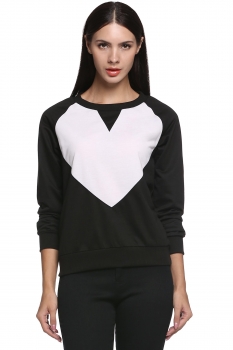 

Black Finejo Fashion Casual Women Heart Shape Patchwork Sweats Sweaters & Cardigans, Multicolor