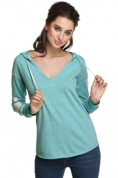 

Blue Print Hooded Spring Autumn Pullover Sweats, Multicolor