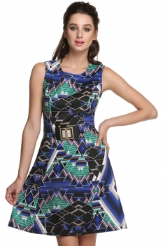 

Multi Color Finejo Stylish Ladies Women Multi-color Loose With Belt Casual Dresses, Multicolor
