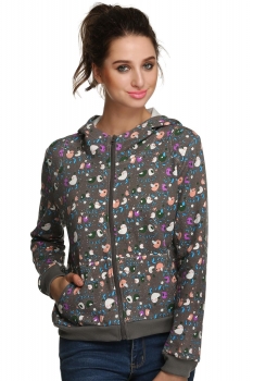 

Dark gray Women Fashion Casual Hooded Long Sleeve Zip UP Hoodies Sweaters & Cardigans, Multicolor