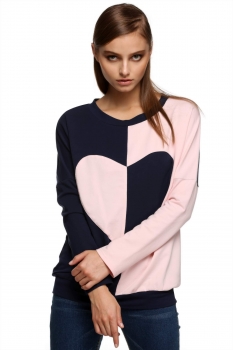 

FINEJO Navy blue Women Splicing Contrast Color Long Sleeve Hoodie Loose Casual Sport Pullover Top Sweaters & Cardigans, Multicolor