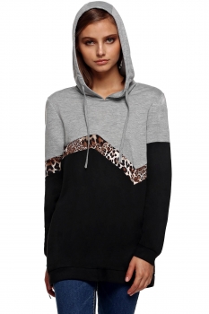 

Finejo Gray Spring" Autumn Women Casual Hooded Long Sleeve Patchwork Pullover Hoodies Sweaters & Cardigans, Multicolor
