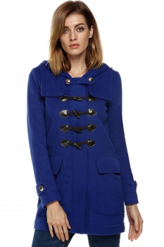 

Blue Finejo Fashion Ladies Women Casual Hooded Long Sleeve Solid Wool Blend Outerwear Coats & Jackets, Multicolor