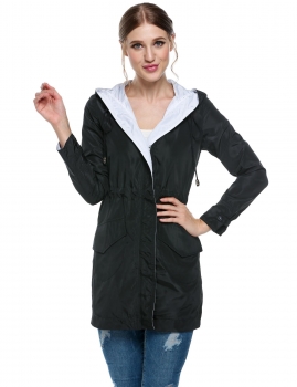 

Black Zeagoo Women Long Sleeve Hooded Outwear Slim Windbreak Coats & Jackets, Multicolor