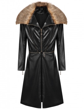 

Black FINEJO Women Casual Detachable Fur Collar Removable Short" Long Coats & Jackets, Multicolor