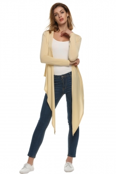 

FINEJO Apricot Women Long Sleeve Essential Cascading Sweaters Cardigans Tank Tops T-Shirts Suits & Blazers, Multicolor