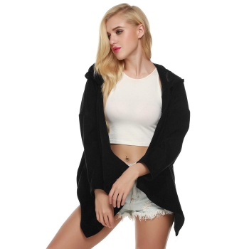 

Zeagoo Black Women Batwing Long Sleeves Oversize Hooded Cardigan Outerwear Coats Jackets Suits & Blazers, Multicolor