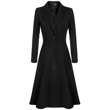 

Black Solid Long Sleeve Single Breasted Extra Long Trench Coat, Multicolor