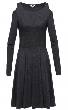 

Dark gray Solid Cold Shoulder Slim Spring Dress, Multicolor