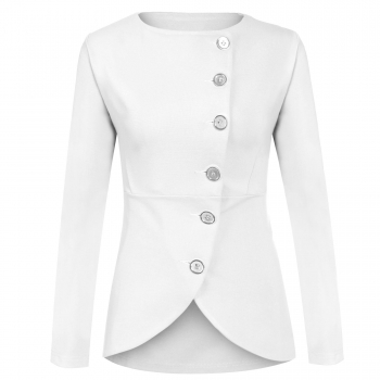 

White Meaneor Women Solid Slim Single-breasted Outerwear Coats & Jackets, Multicolor