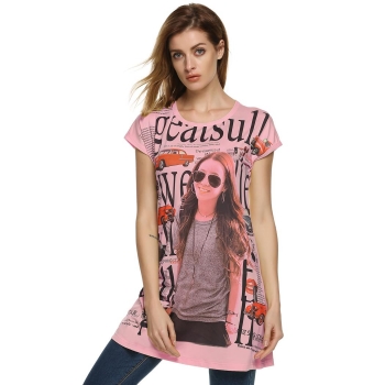 

Water melon Red Finejo Watermelon red Ladies Women Casual O-Neck Cap Sleeve Print Mini Shift Dress Tank Tops T-Shirts, Multicolor