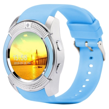 

Blue Independent HD Resolution Camera Bluetooth Smart Watch, Multicolor