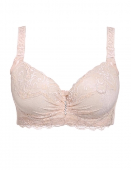 

Women Sexy Lingerie Adjustable Strap Solid Lace Bra With Steel Ring, Multicolor