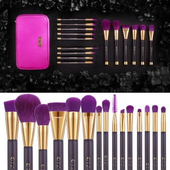 

15pcs Makeup Brushes Pro Eyebrow Foundation Make-up Brush Set with Bag, Purple