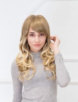 

Gold Mix Long Large Curly Real Human Hair Wig
